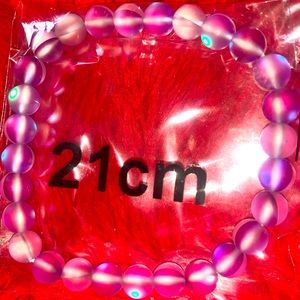 Beautiful genuine 10-11mm moonstone purple pink shiny bracelet 21cm stretchable
